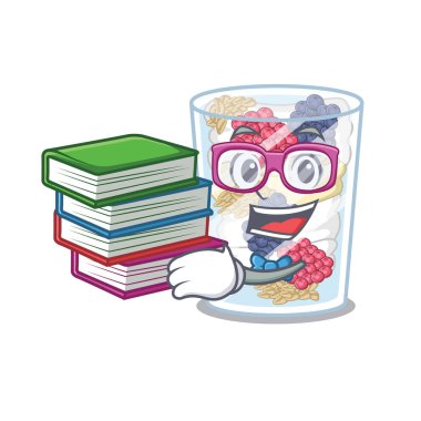 Karikatür ile izole kitap parfait ile Öğrenci