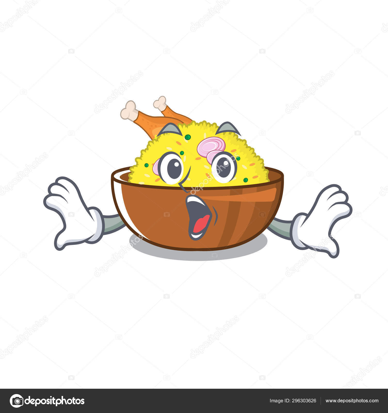 Surprised chicken biryani isolated in the mascot Stock Vector Image by  ©kongvector #296303626