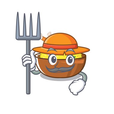 Karikatür plaka üzerinde Çiftçi biryani tavuk