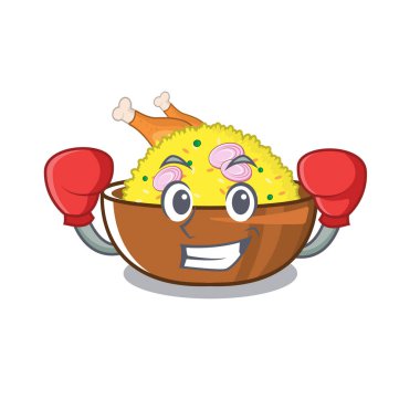Karikatür plaka üzerinde Boks biryani tavuk