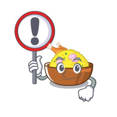 Karikatür plaka üzerinde işareti biryani tavuk ile