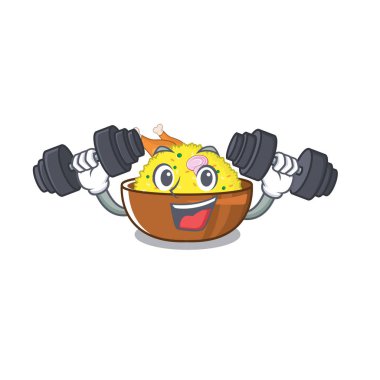 Karikatür plaka üzerinde Fitness biryani tavuk