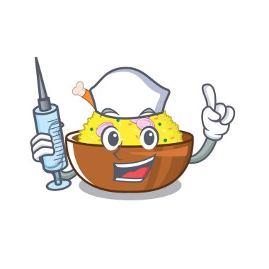 Hemşire tavuk biryani karakter tavada pişmiş