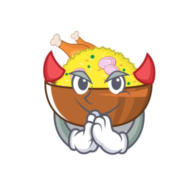 Şeytan tavuk biryani maskot izole