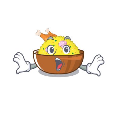 Sürpriz tavuk biryani maskot izole