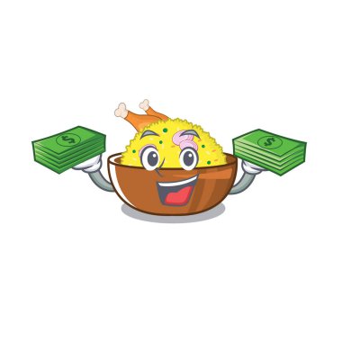 Para çantası tavuk biryani maskot izole ile