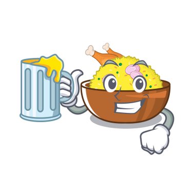 Meyve suyu tavuk biryani maskot izole ile