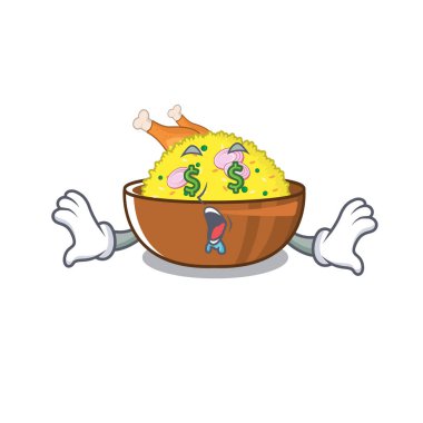 Karikatür şeklinde para göz tavuk biryani