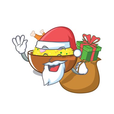 Karikatür şeklinde hediye tavuk biryani ile Santa