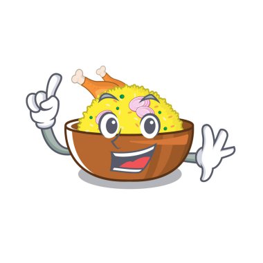 Karikatür şeklinde parmak tavuk biryani