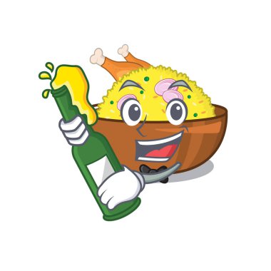 Karikatür şeklinde bira tavuk biryani ile