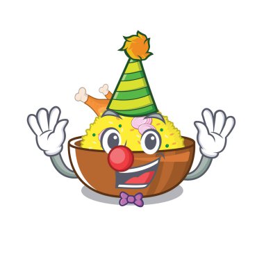 Karikatür şeklinde palyaço tavuk biryani