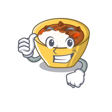 Karikatür ile izole pirinç köri kadar Thumbs