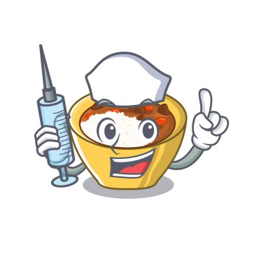 Hemşire pirinç köri karikatür ile izole