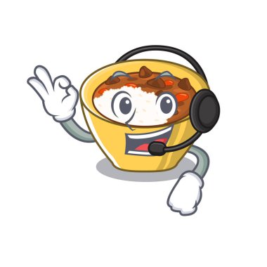 Karakter şeklinde kulaklık köri pirinç ile