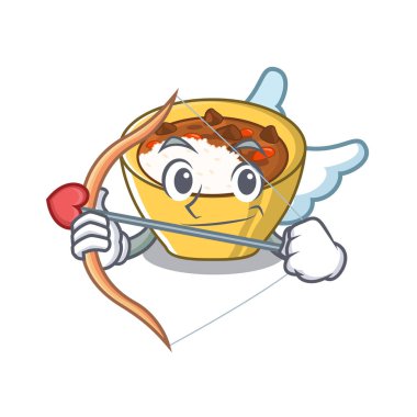 Cupid pirinç köri maskot kaplarda servis