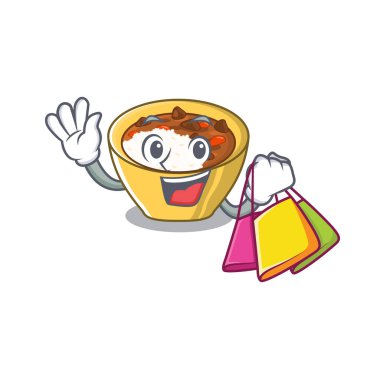 Karikatür ile izole Alışveriş pirinç köri