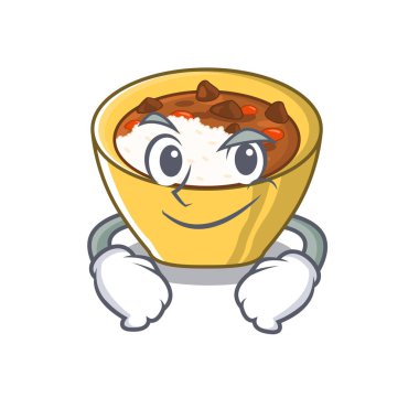 Karikatür ile izole pirinç köri sırıtan