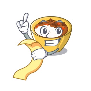 Bir karikatür lunchbox menü Curry pirinç ile