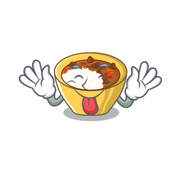 Langue dehors riz au curry dans la forme de caractère — Image vectorielle