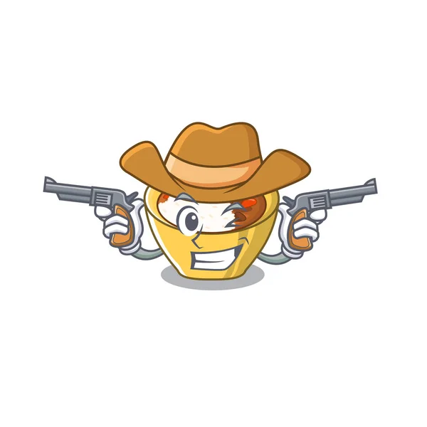 Cowboy rijst Curry geserveerd in mascotte containers — Stockvector