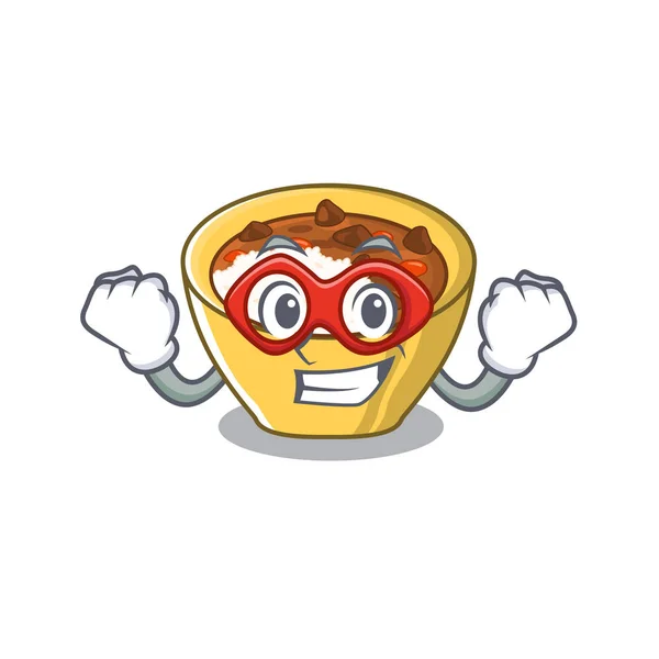 Curry de riz super héros isolé avec le dessin animé — Image vectorielle