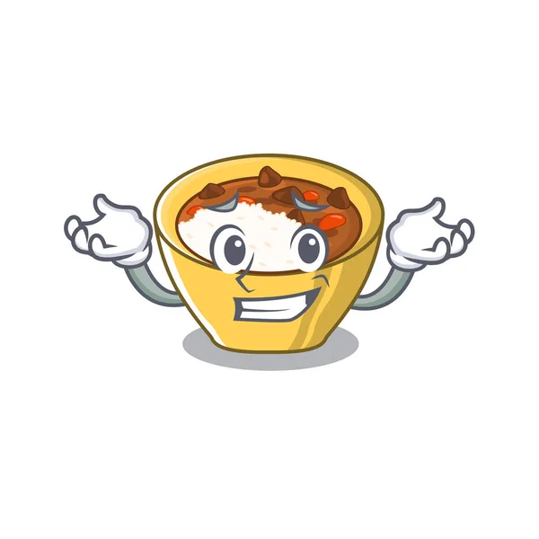 Curry de arroz sonriente aislado con la caricatura — Archivo Imágenes Vectoriales