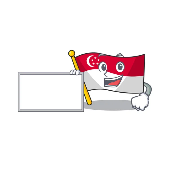 Met Board Flag Singapore in de mascotte vorm — Stockvector