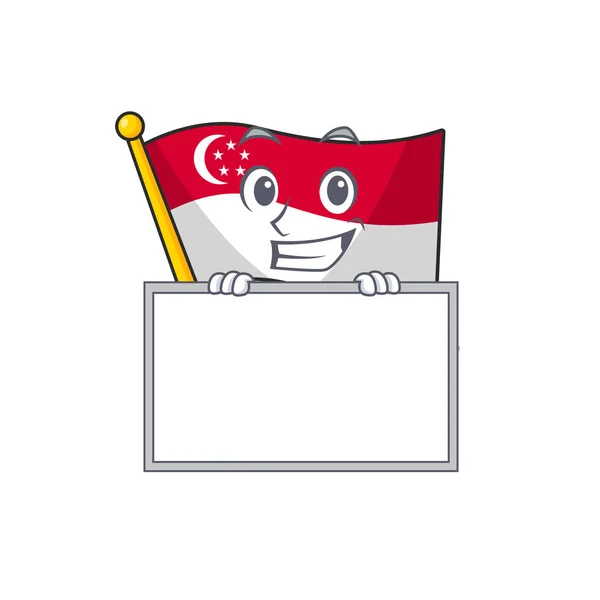 Sonriendo con la bandera del tablero singapore en la forma de la mascota — Vector de stock