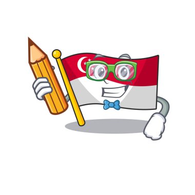 Bir karikatür direği üzerinde Öğrenci Singapur bayrağı