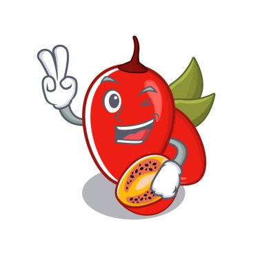 İki parmak tamarillo betaceum karikatür ağacında yetişir