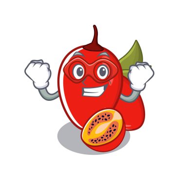 Süper kahraman tamarillo betaceum karikatür ağacında yetişir
