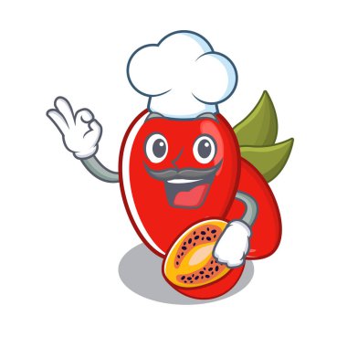 Şef tamarillo betaceum karikatür ağacında yetişir