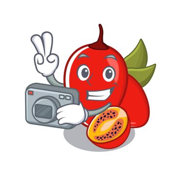 Fotoğrafçı tamarillo betaceum karikatür izole