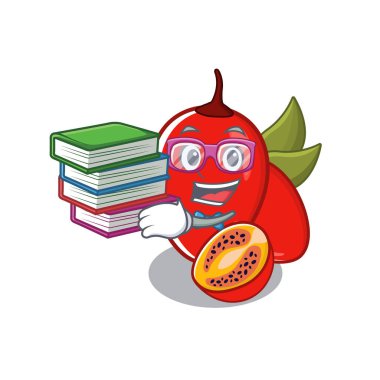 Maskot şeklinde kitap tamarillo betaceum ile Öğrenci
