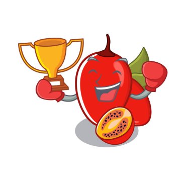 Maskot şeklinde boks kazanan tamarillo betaceum