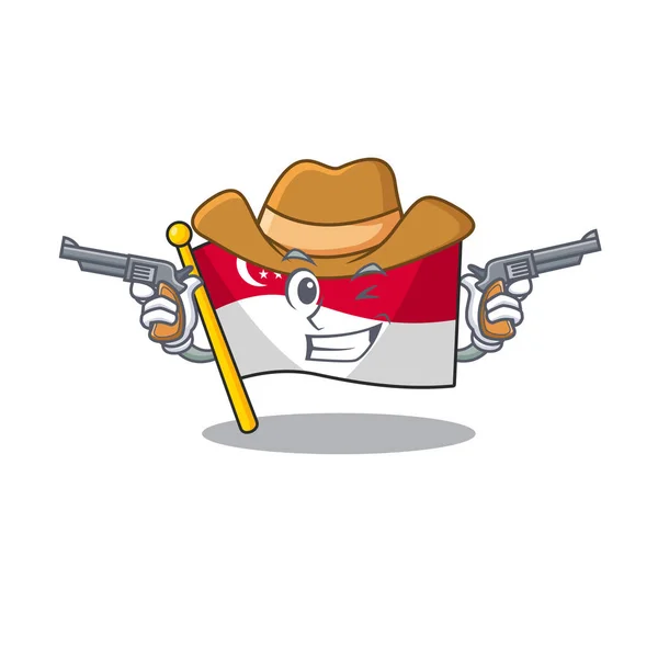 Kowboj flaga Singapur w kształcie maskotki — Wektor stockowy