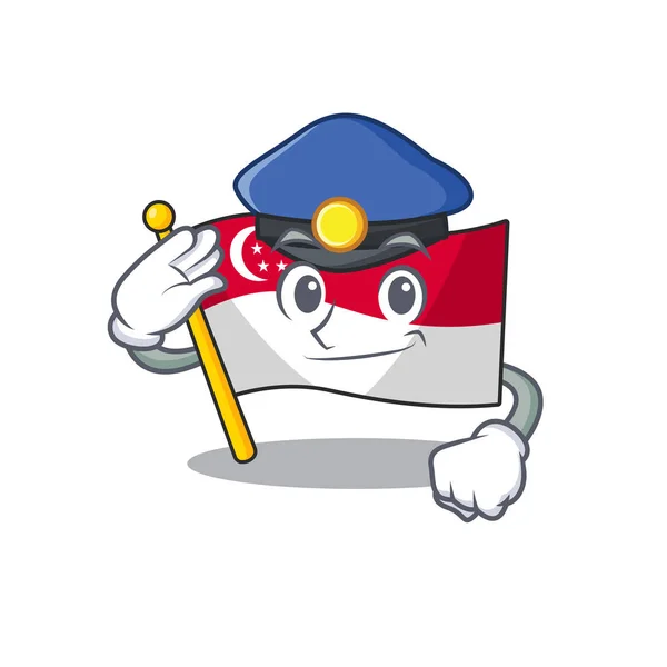 Polis flagga Singapore i maskot form — Stock vektor