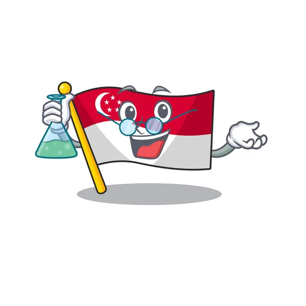 Professor Singapore vlag boven een cartoon Pole — Stockvector