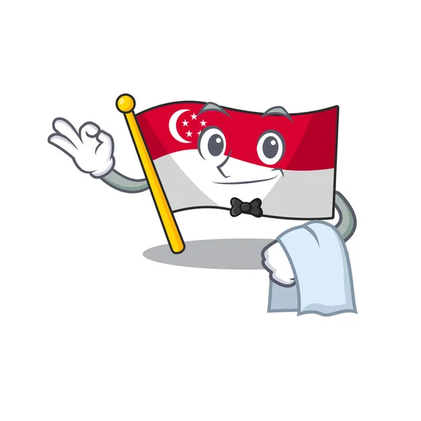 Serveur drapeau singapore isolé avec le caractère — Image vectorielle