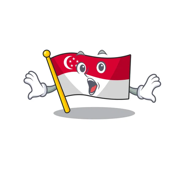 Surprised flag singapore isolated with the character — Stock Vector