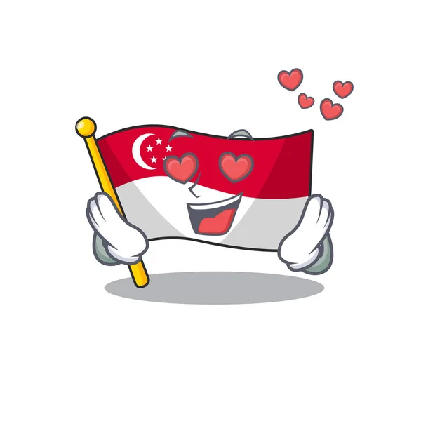 Στην αγάπη σημαία της Σιγκαπούρης απομονωμένη με το χαρακτήρα — Διανυσματικό Αρχείο