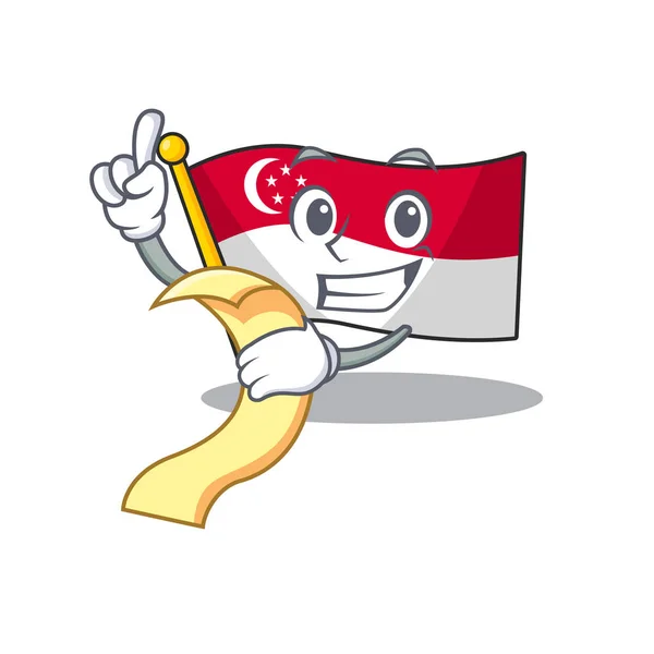 Con bandera de menú singapore aislado con el carácter — Vector de stock