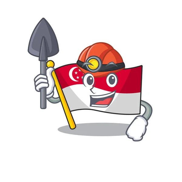 Miner vlag Singapore geïsoleerd met het karakter — Stockvector