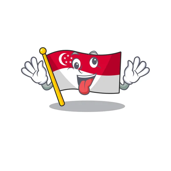 Banderas locas de Singapur almacenadas en el armario de dibujos animados — Vector de stock