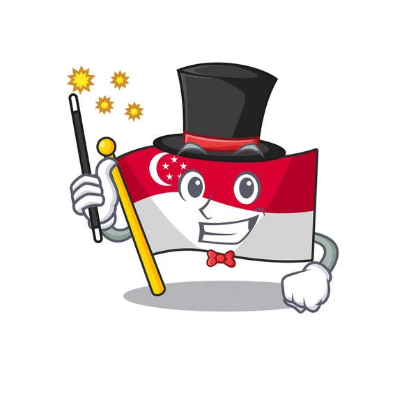 Goochelaar Singapore vlaggen opgeslagen in Cartoon kast — Stockvector
