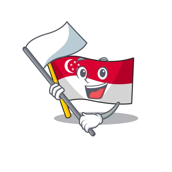 Dengan flag singapore flags disimpan dalam kartun cupboard - Stok Vektor