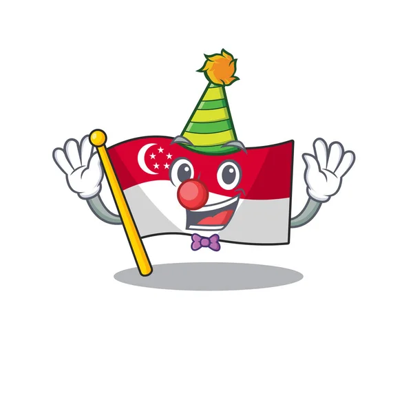 Flag singapore badut disimpan dalam lemari kartun - Stok Vektor