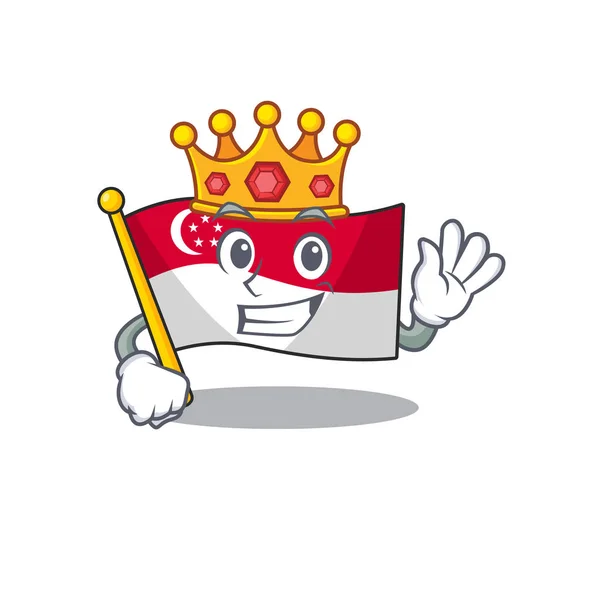 Banderas King Singapore almacenadas en el armario de dibujos animados — Vector de stock