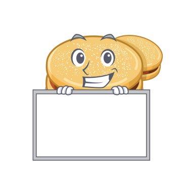 Bir kavanozda tahta alfajores karikatür ile Grinning